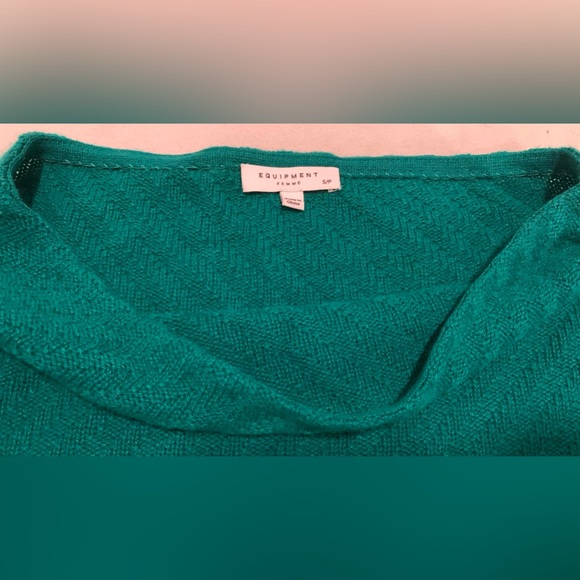 Equipment Femme 100% Cashmere Oversized Pullover Sweater Teal Green size Small - Picture 4 of 8